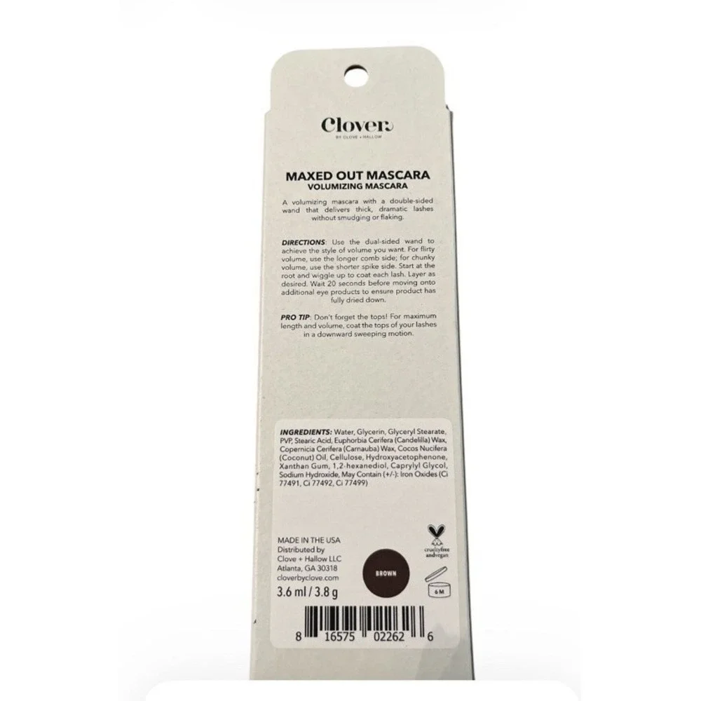 Clover Maxed Out Volumizing Brown Mascara By Clove + Hallow New In Box